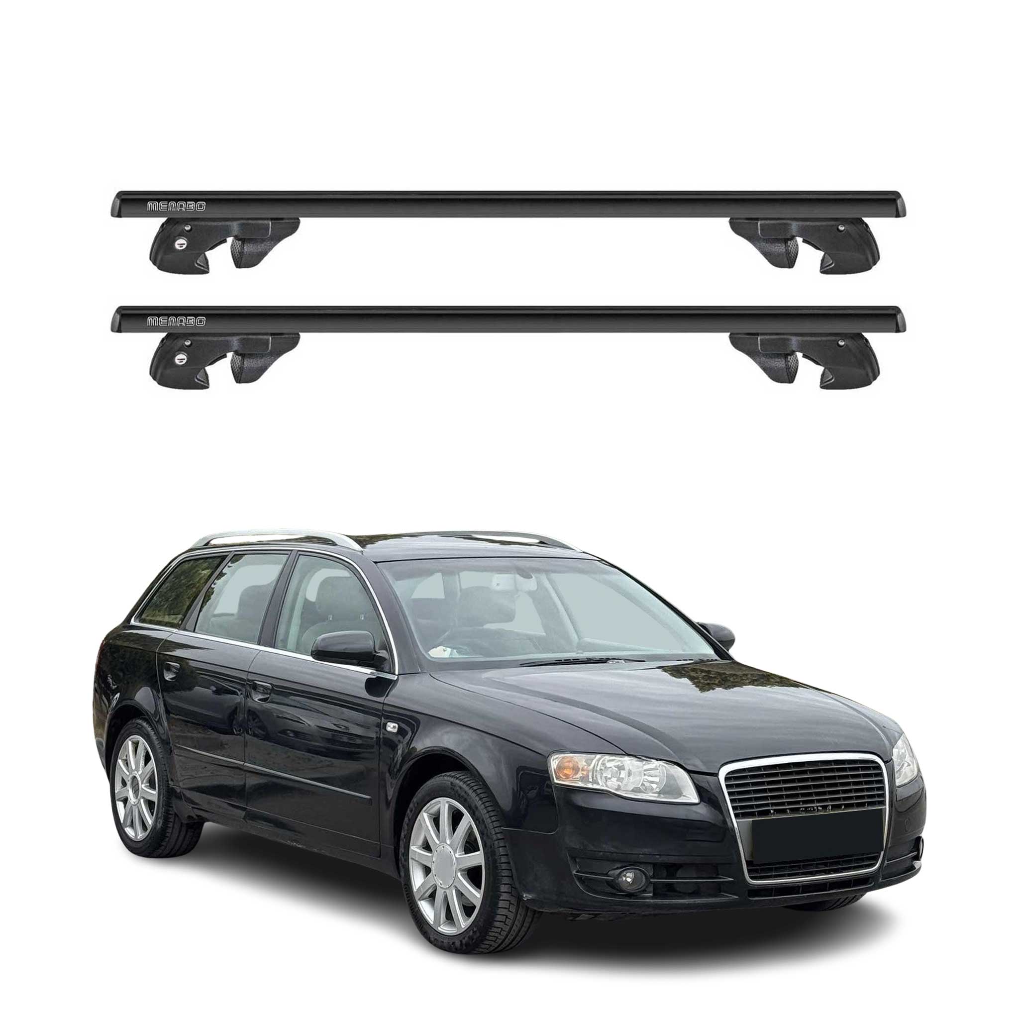 Dachträger Grundtäger für Audi A4 B7 Avant 2004-2008 Alu 90kg TÜV Schwarz 2tlg
