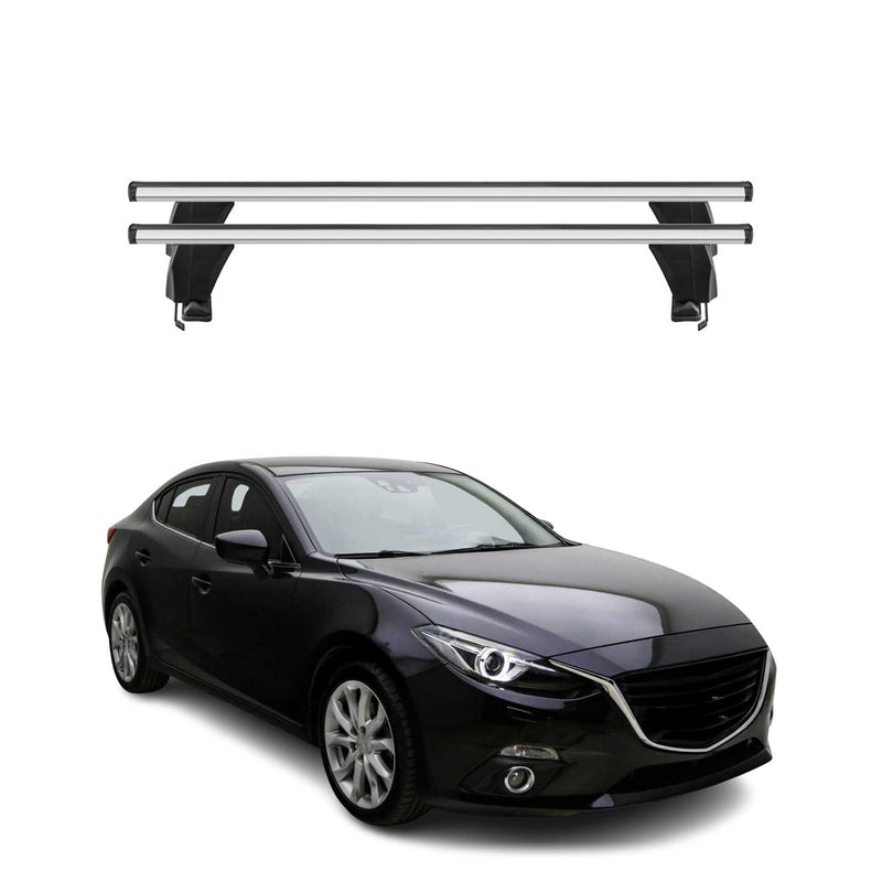 Menabo Dachträger Grundtäger für Mazda 3 BM 2013-2019 50kg Alu Silber 2 tlg