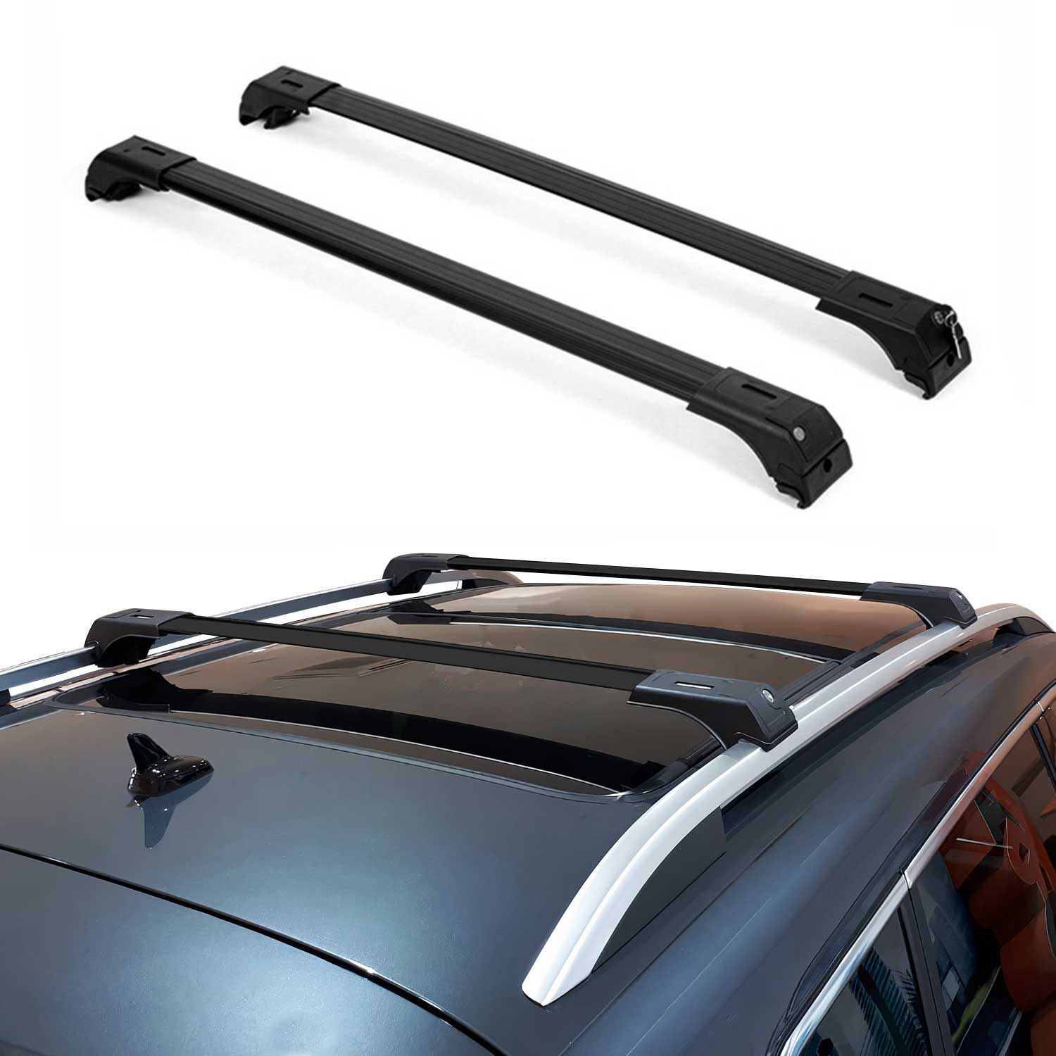 Aluminium Dachträger Gepäckträger für Seat Ibiza Kombi 2012-2017 Schwarz 2x