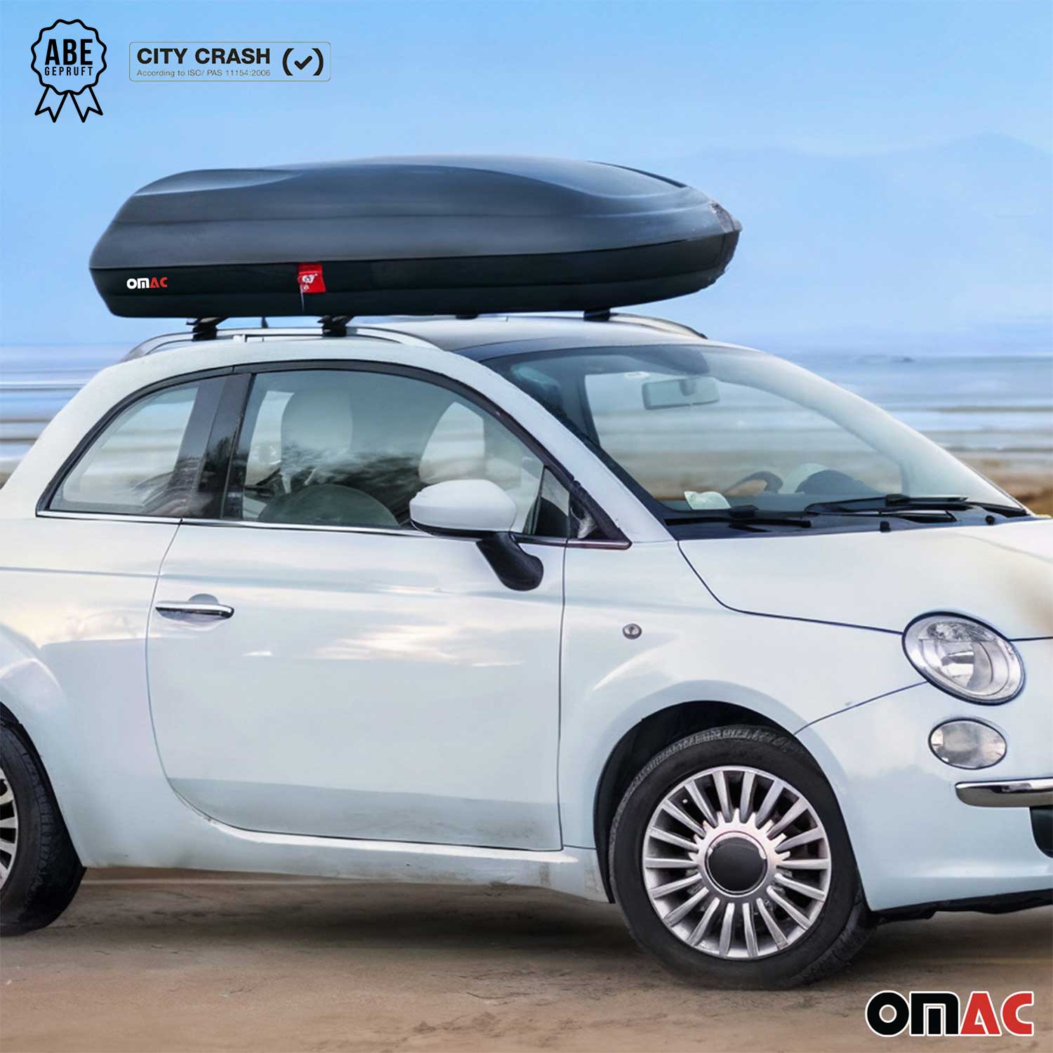 OMAC Dachbox Dachkoffer Gepäckbox 480 Liter Carbonlook Abschließbar Autobox