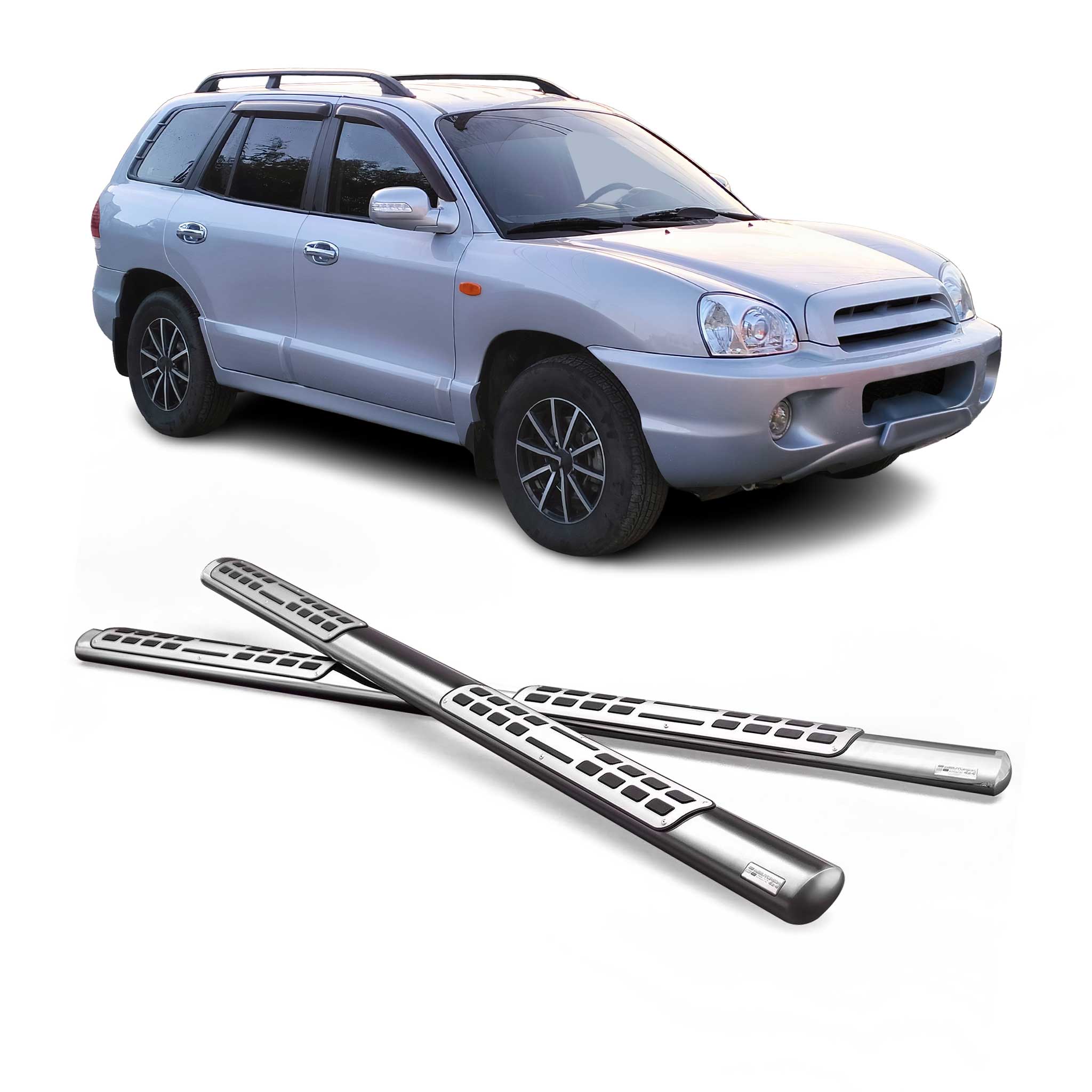 Edelstahl Seitenschweller Schwellerrohre für Hyundai Santa Fe 2006-2009 Silber