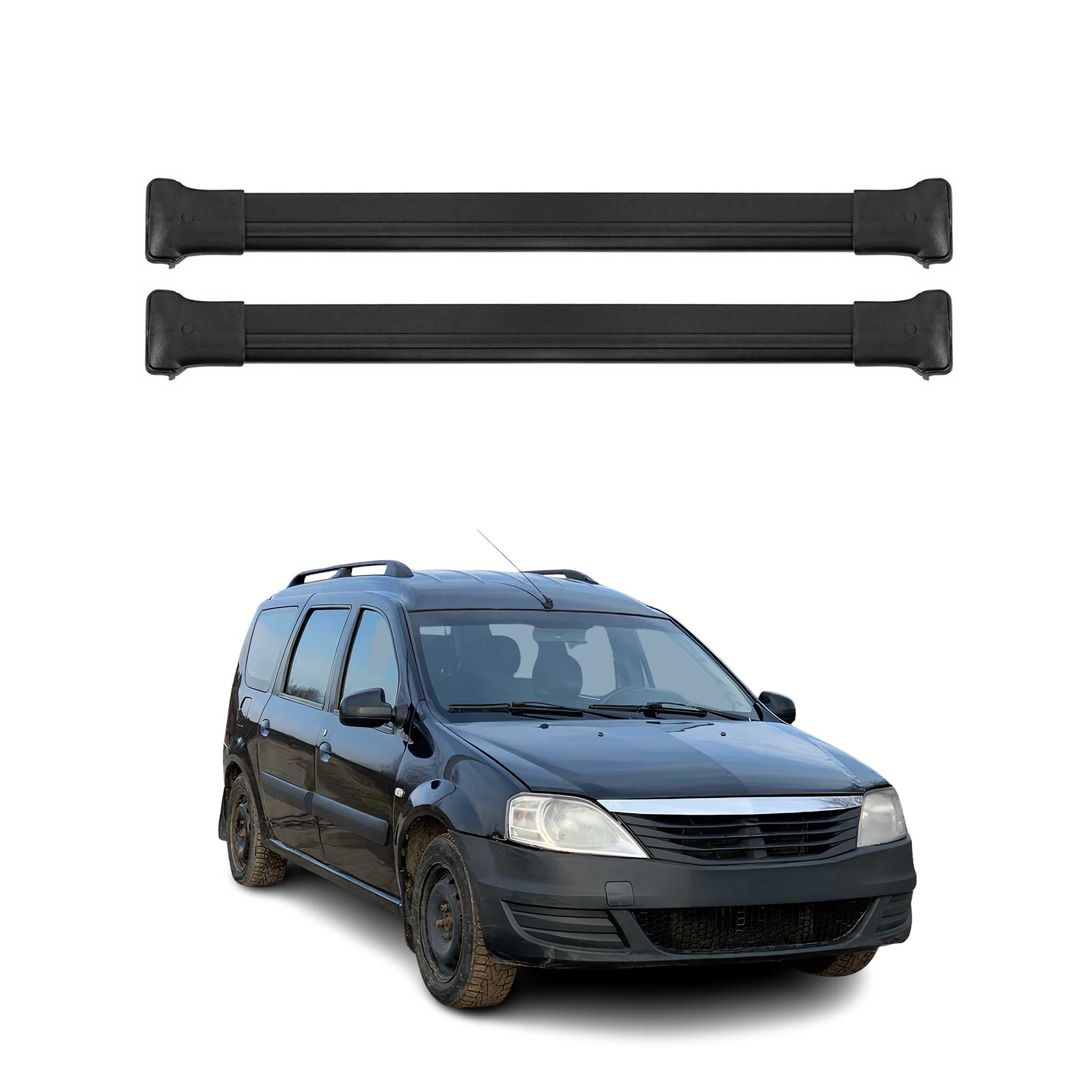 Dachträger Grundtäger für Dacia Logan MCV mk1 2006-2012 75kg Alu Schwarz 2 tlg
