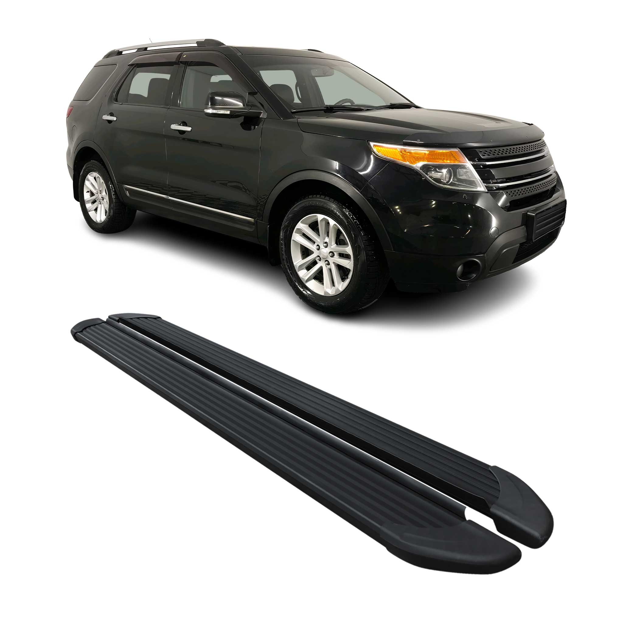 Seitenschweller Trittbretter Schweller für Ford Explorer 2010-2020 Alu Schwarz