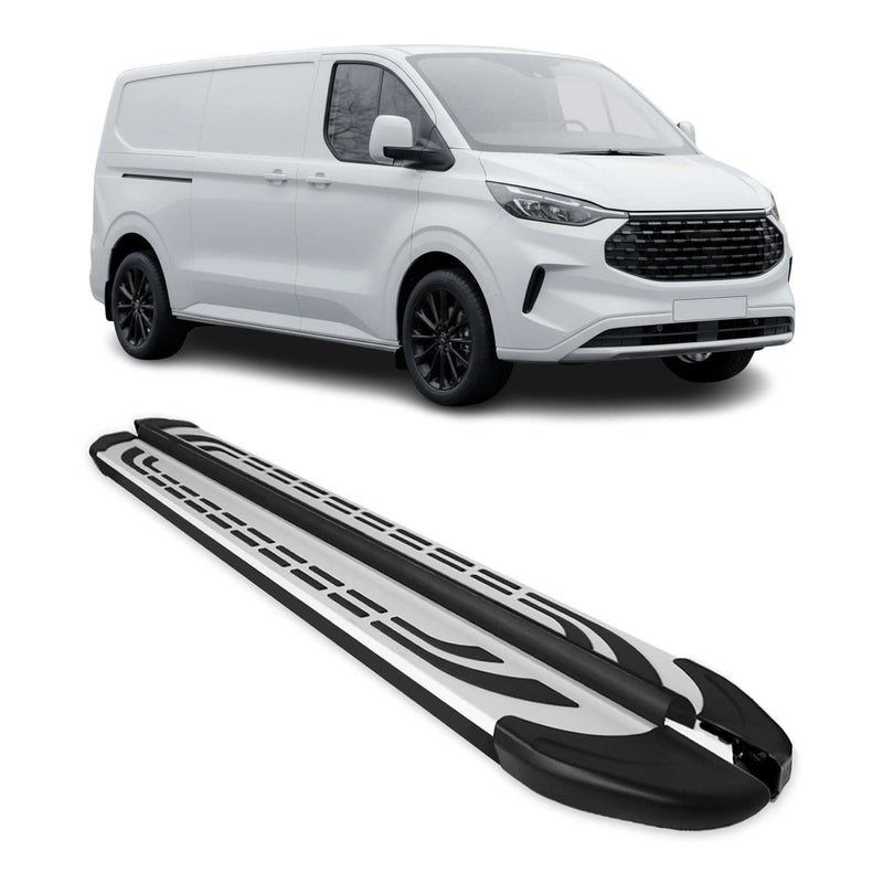 Trittbretter Seitenschweller für Ford Transit Custom 2023-25 L2 Grau Schwarz 2x