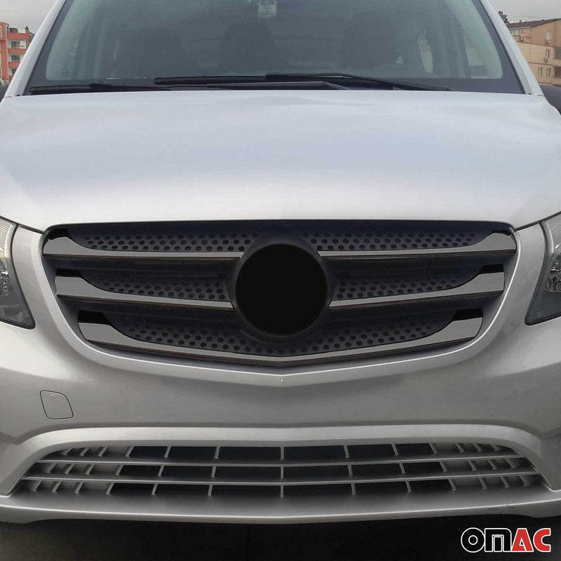 Kühlergrill Leiste Grillleisten für Mercedes Vito W447 2014-2019 Chrom Dunkel 5x