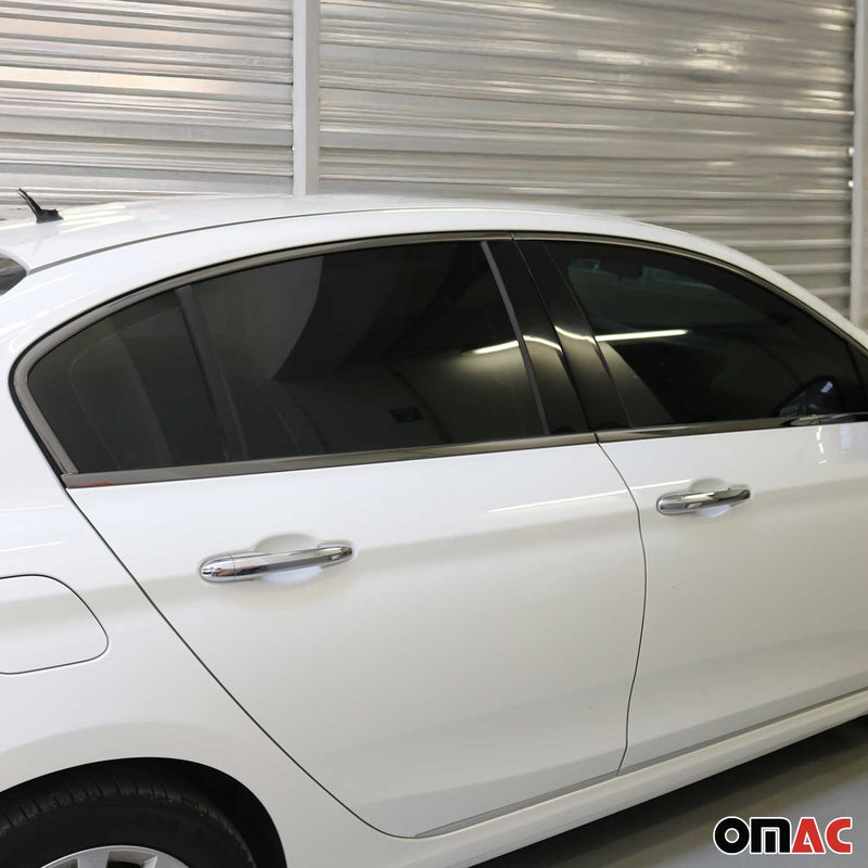 Fensterleisten Zierleisten für Fiat Tipo 2015-2025 Edelstahl Chrom Dunkel 8tlg