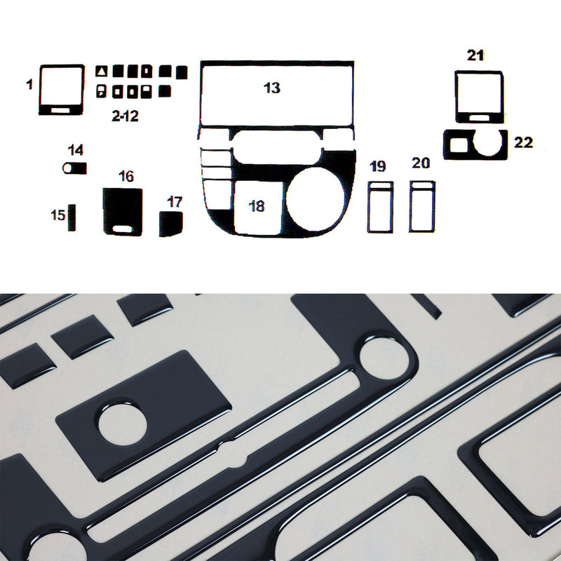Innenraum Dekor Cockpit für VW T5 Multivan 2003-2009 Piano Schwarz Optik 22 tlg