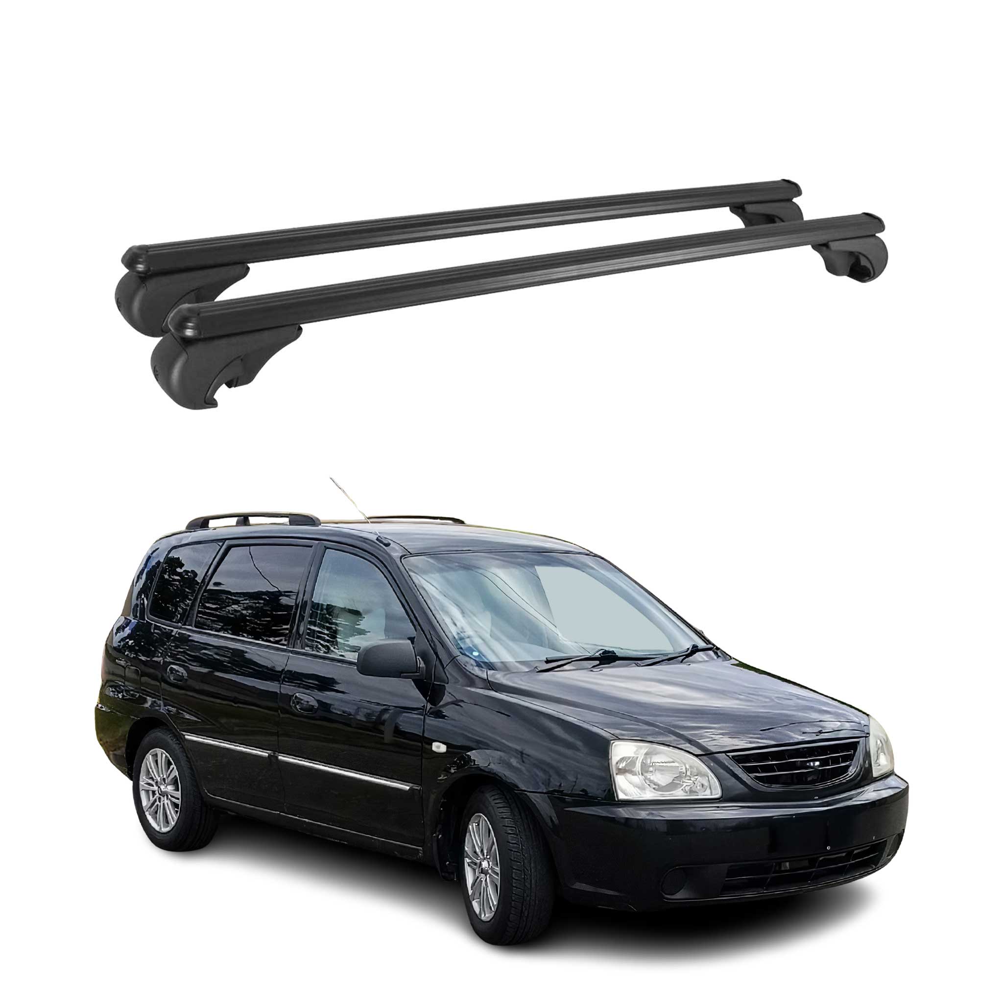 Dachträger für Kia Carens 2002-2006 Gepäckträger Grundträger Alu Schwarz 2x