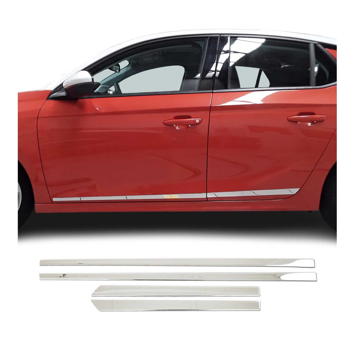 Seitentürleiste Türleisten Türschutzleiste für Opel Corsa F 2019-2026 Chrom 4x