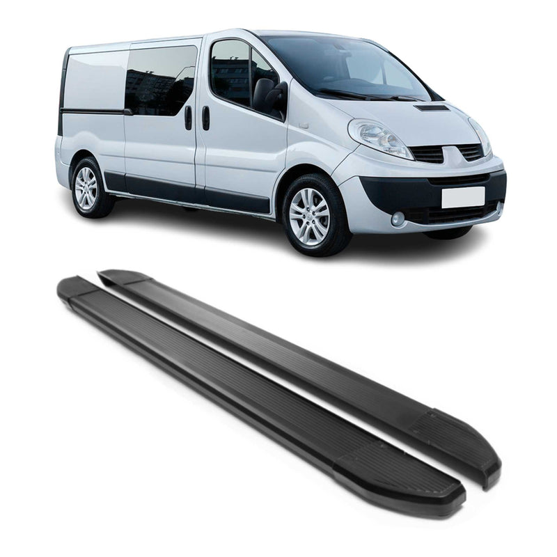 Alu Seitenschweller Trittbretter für Renault Trafic 2001-14 L2 Langer Schwarz 2x