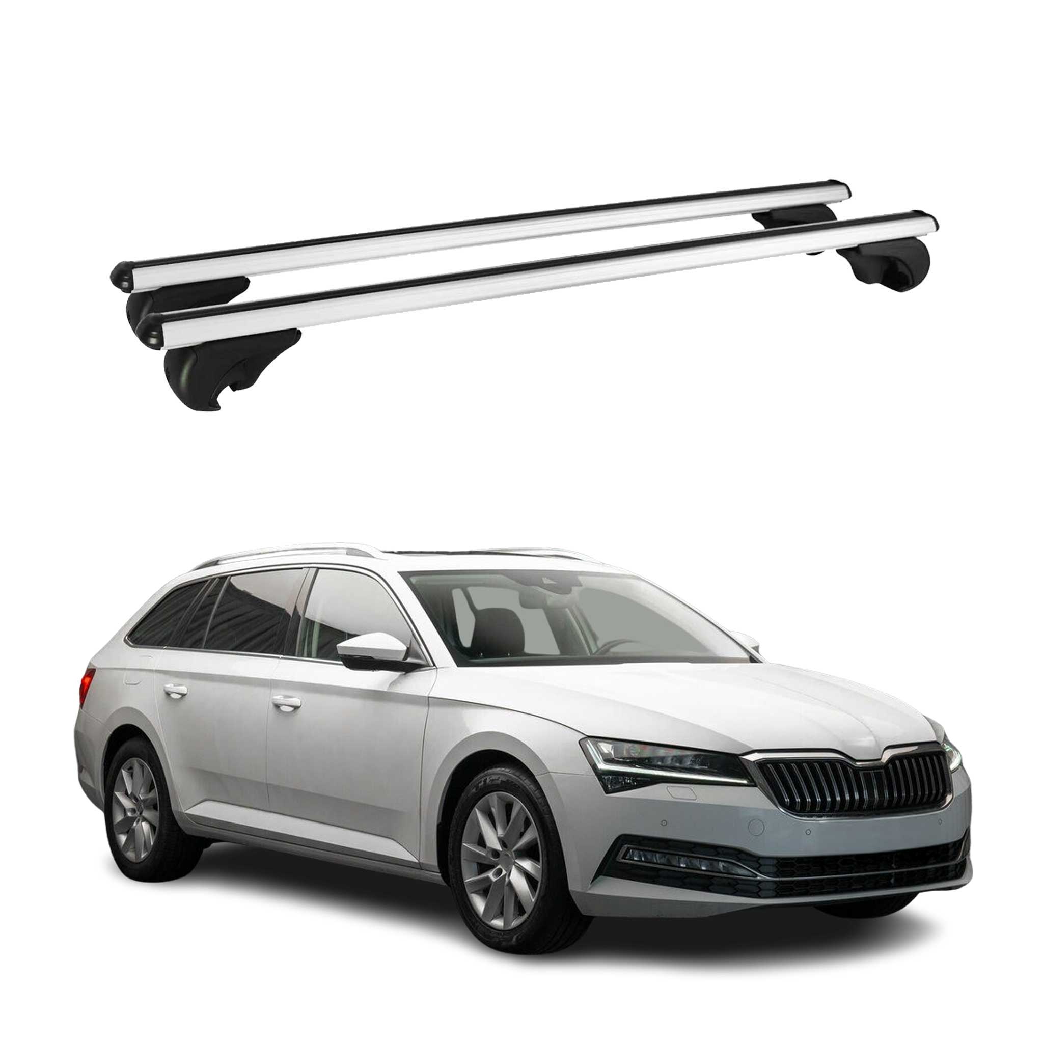 Dachträger Grundtäger für Skoda Superb mk3 Kombi 2019-2024 75kg Alu Silber 2 tlg