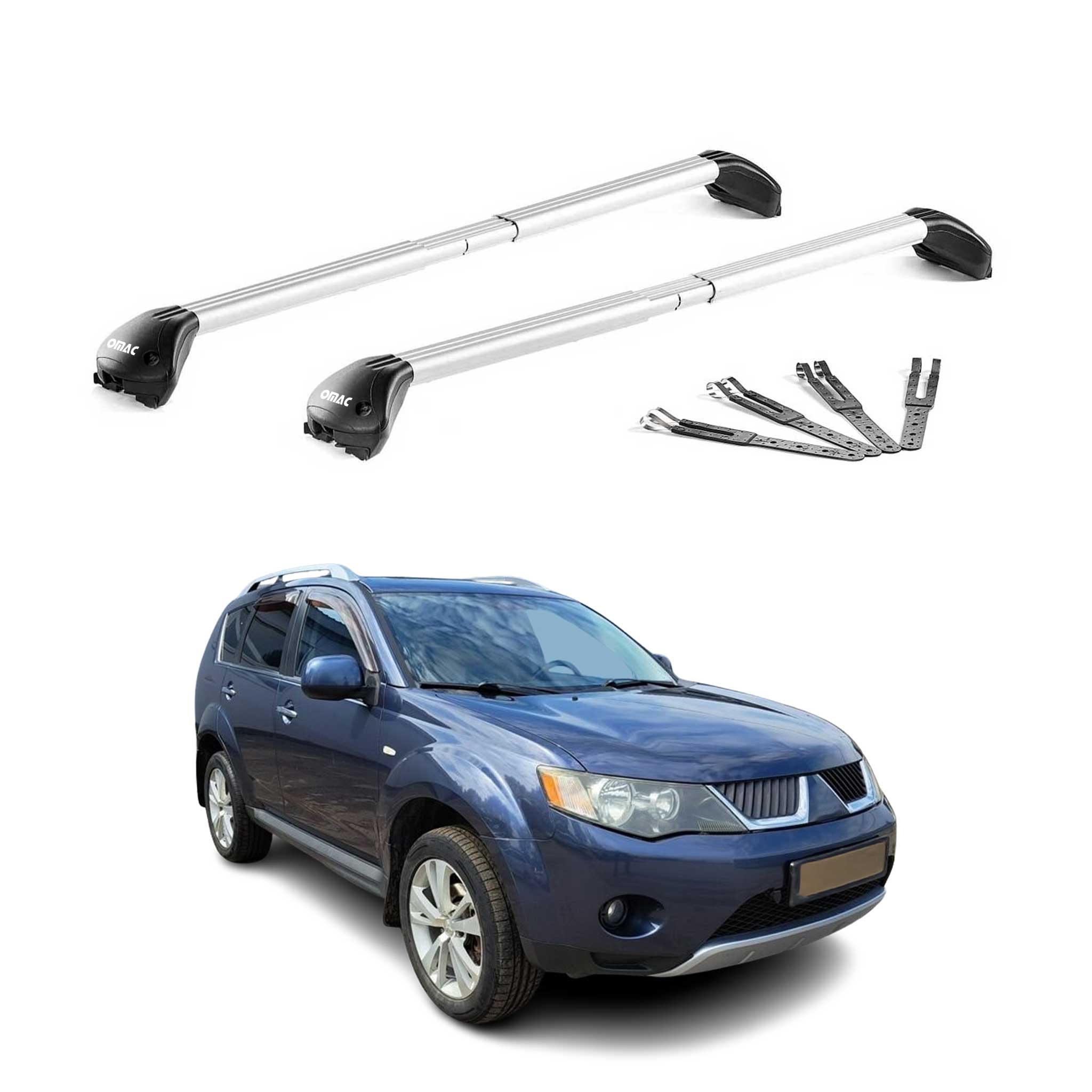 Dachträger für Mitsubishi Outlander II 2006-2012 100kg Aluminium Silber 2x ABE