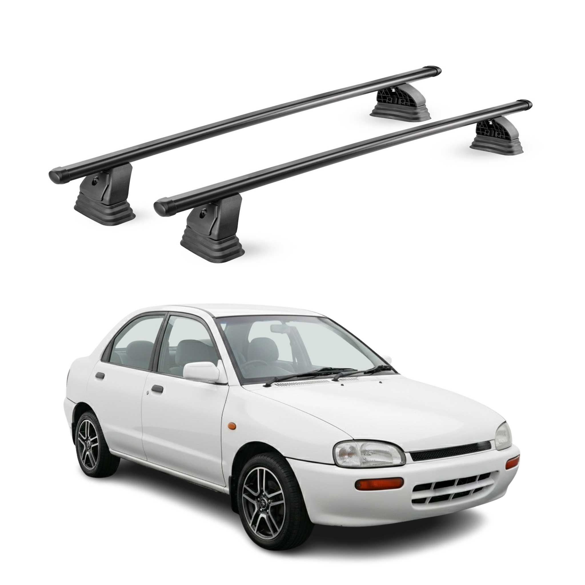 Stahl Dachträger für Mazda 121 1996-2002 3Tür TÜV Abschließbar 2tlg Schwarz