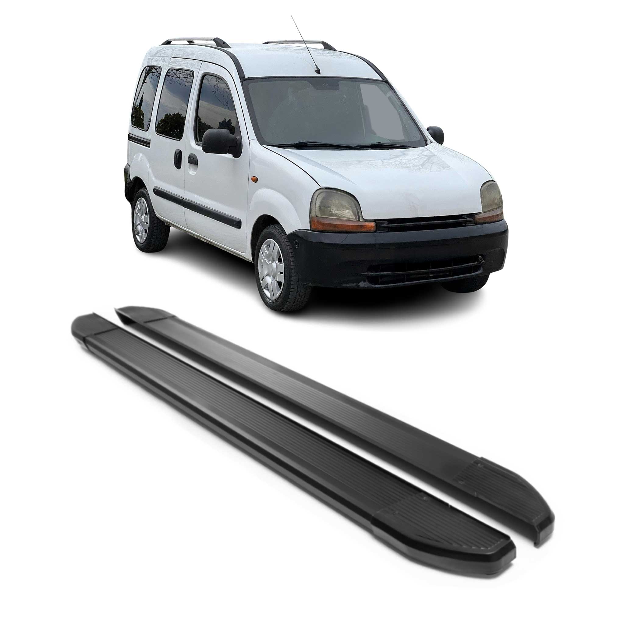 Alu Seitenschweller Trittbretter für Renault Kangoo 1996-2007 Schwarz 2x