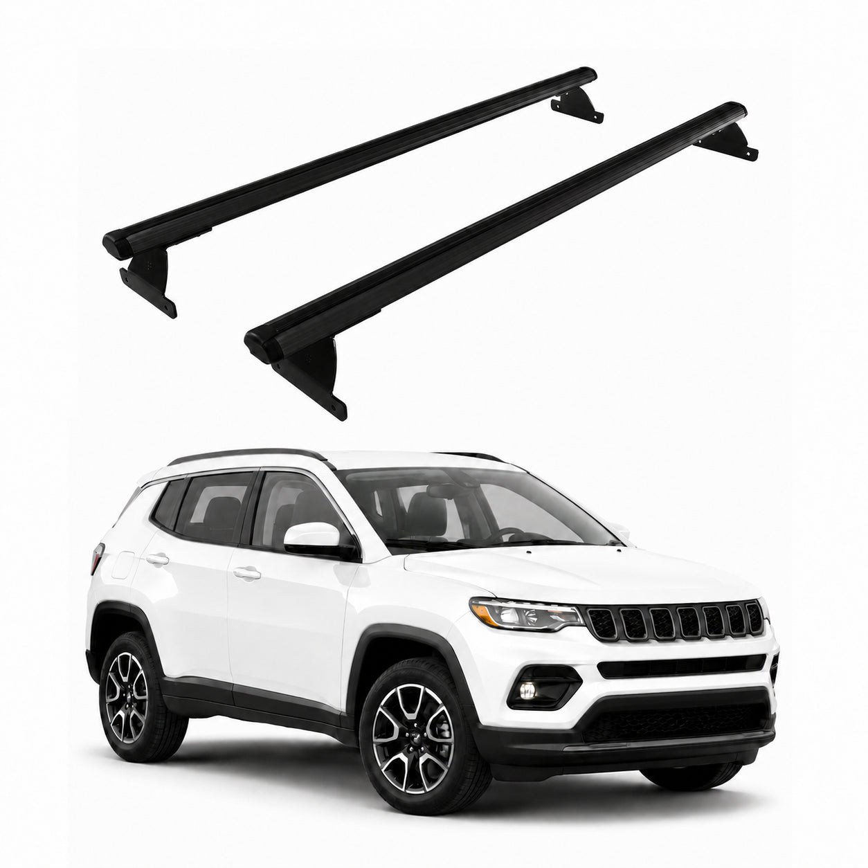 Dachträger Grundtäger für Jeep Compass II 2017-2025 75kg Aluminium Schwarz 2 tlg