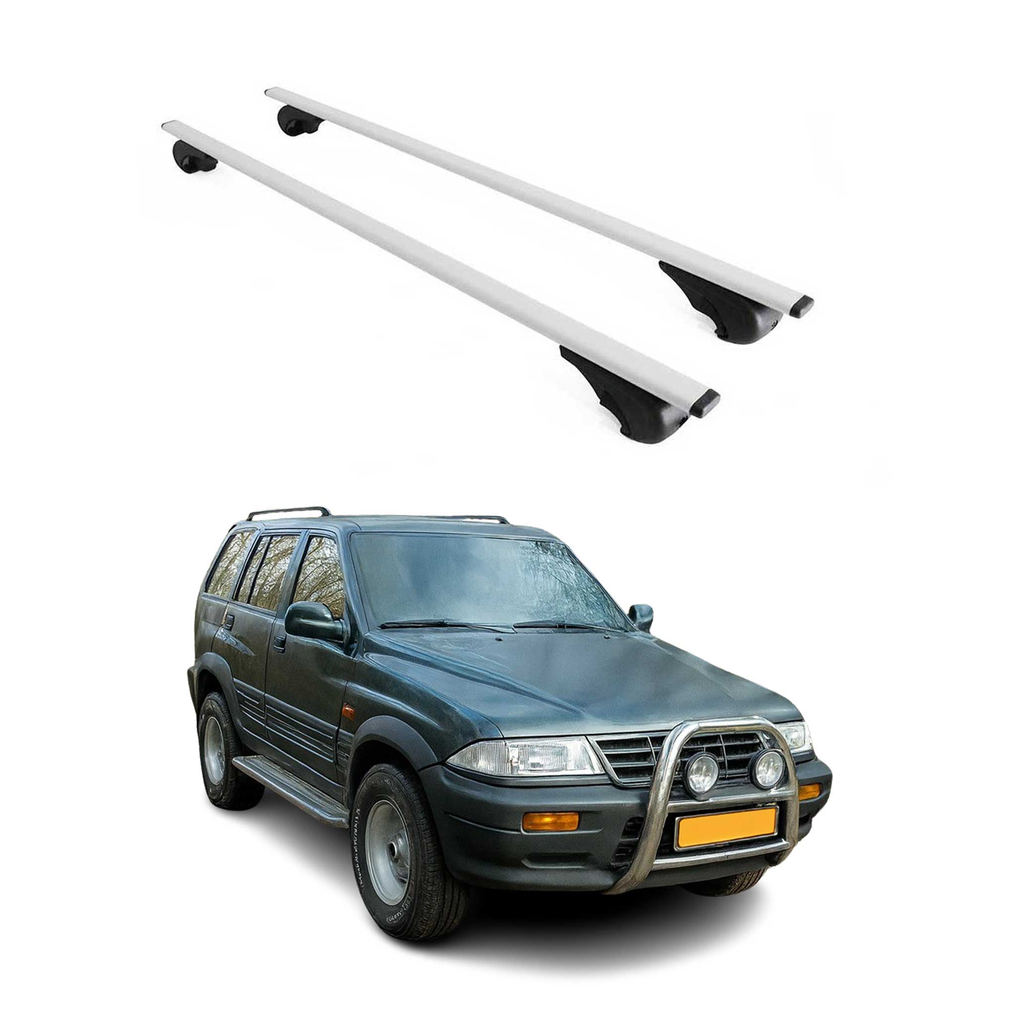 Dachträger Grundtäger für Ssangyong Musso 1993-2005 75kg Metall Silber 2 tlg
