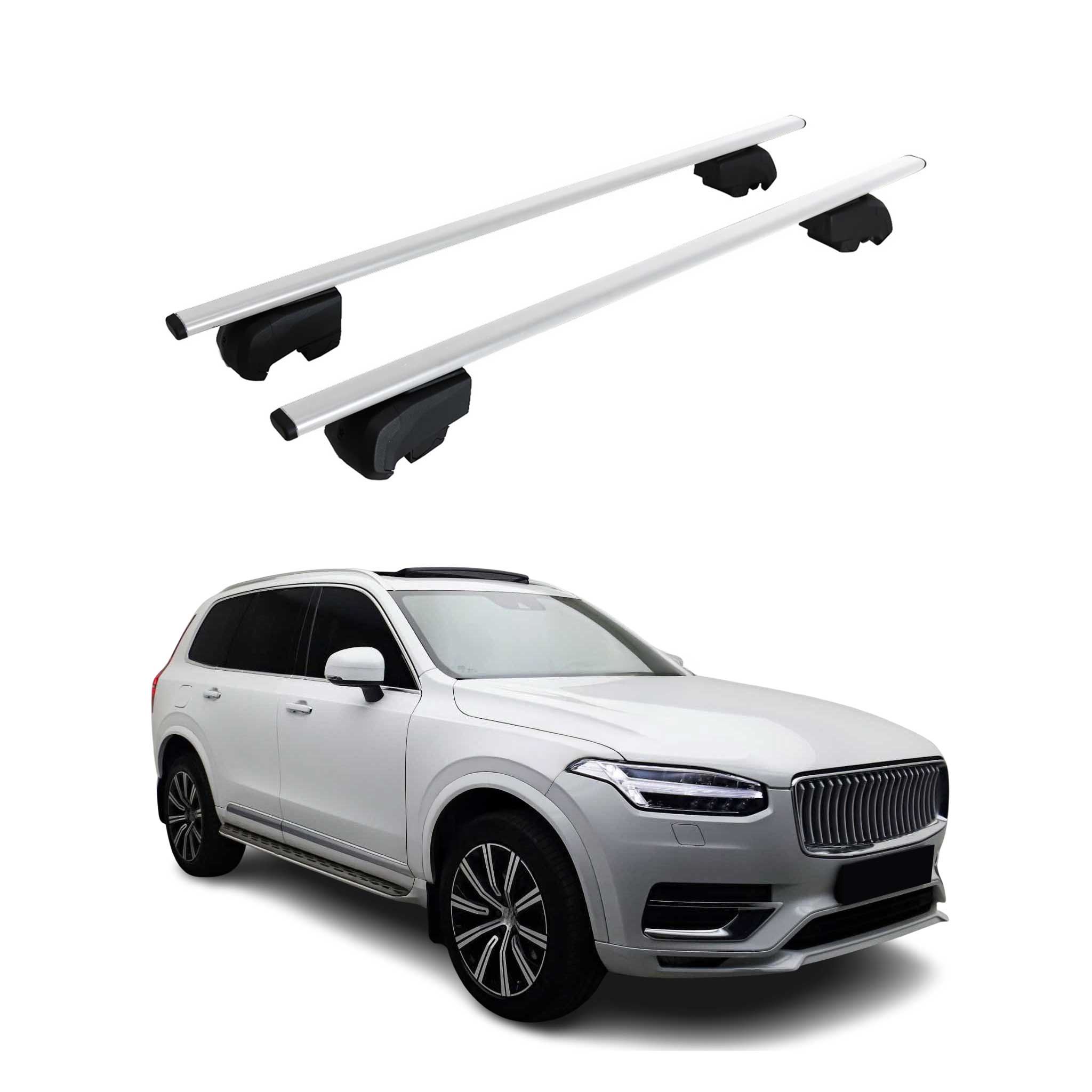 Dachträger Grundtäger für Volvo XC90 2019-2023 FL 75kg Metall Silber 2 tlg