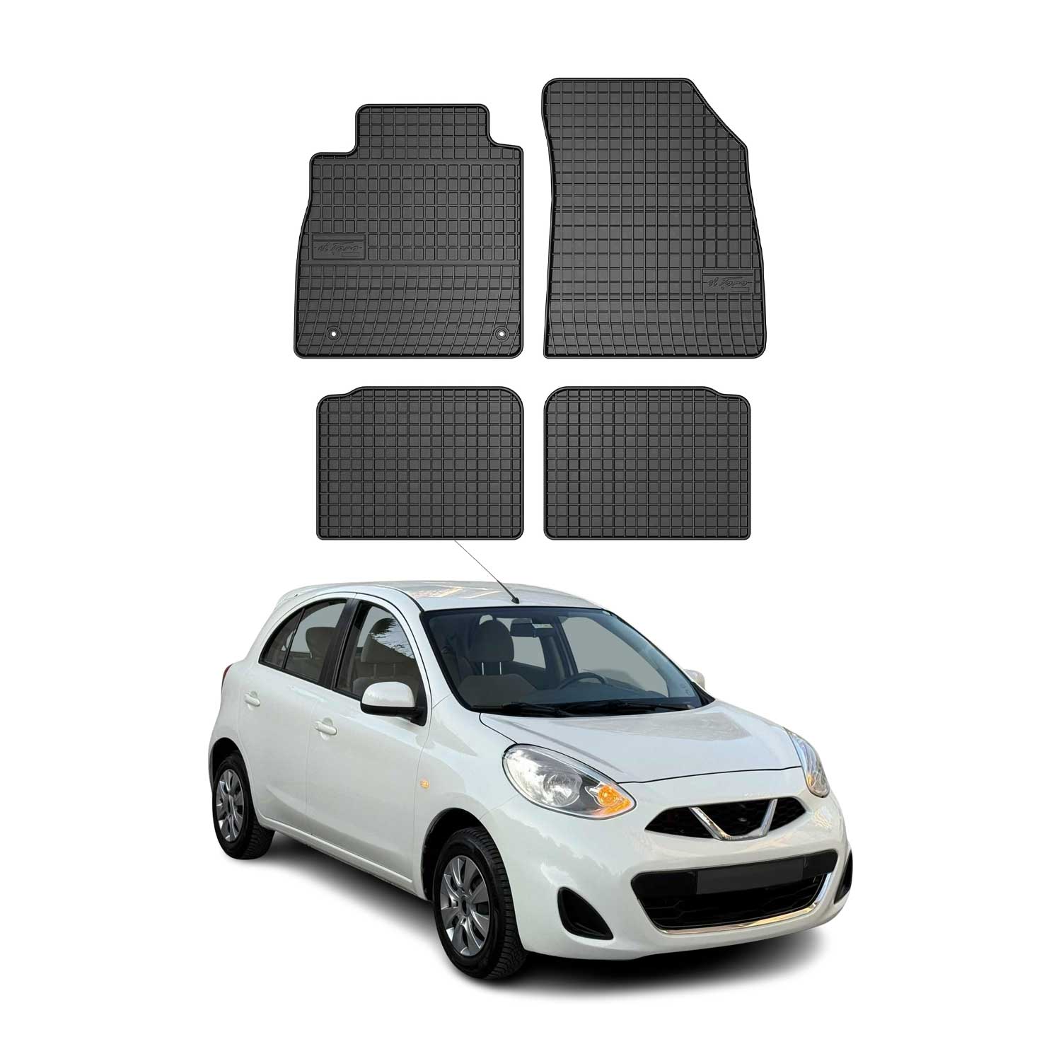 OMAC Gummi Fußmatten für Nissan Micra K14 2017-2023 Automatten Gummi Schwarz 4x
