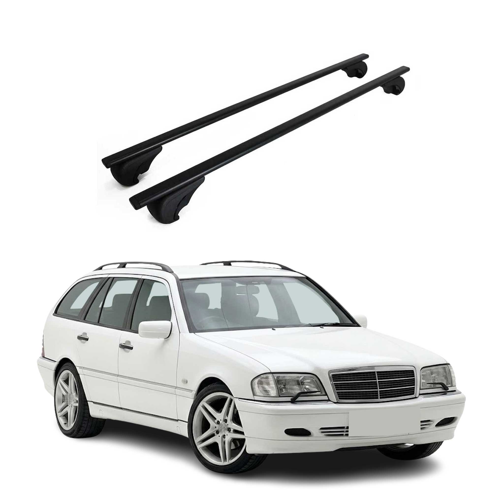 Dachträger Grundträger für Mercedes C Klasse S202 1993-2000 Metall Schwarz 2tlg