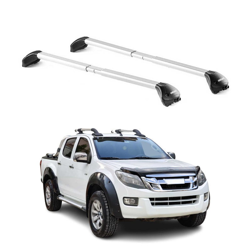 Dachträger Grundtäger für Isuzu D-Max 2012-2019 4 tür 100kg Alu Silber 2 tlg ABE