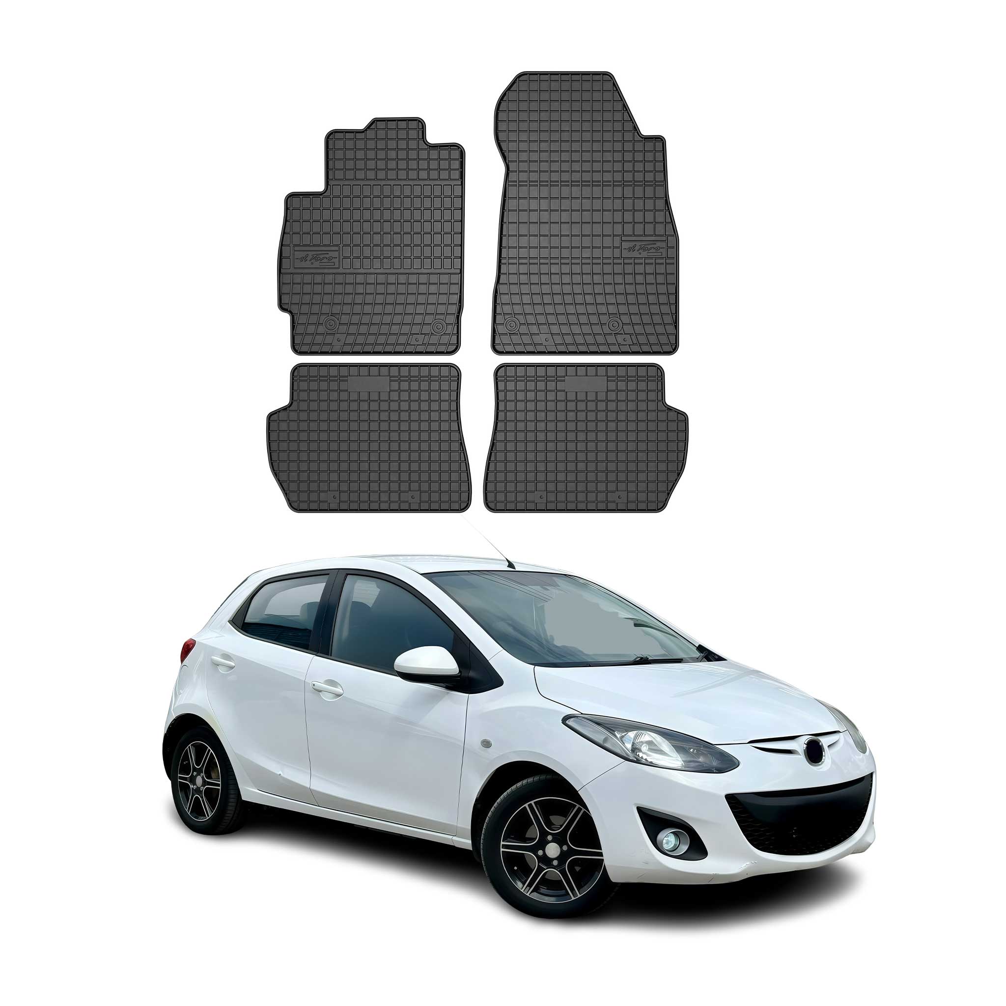 OMAC Gummi Fußmatten für Mazda 2 2007-2014 Automatten Gummi Schwarz 4tlg