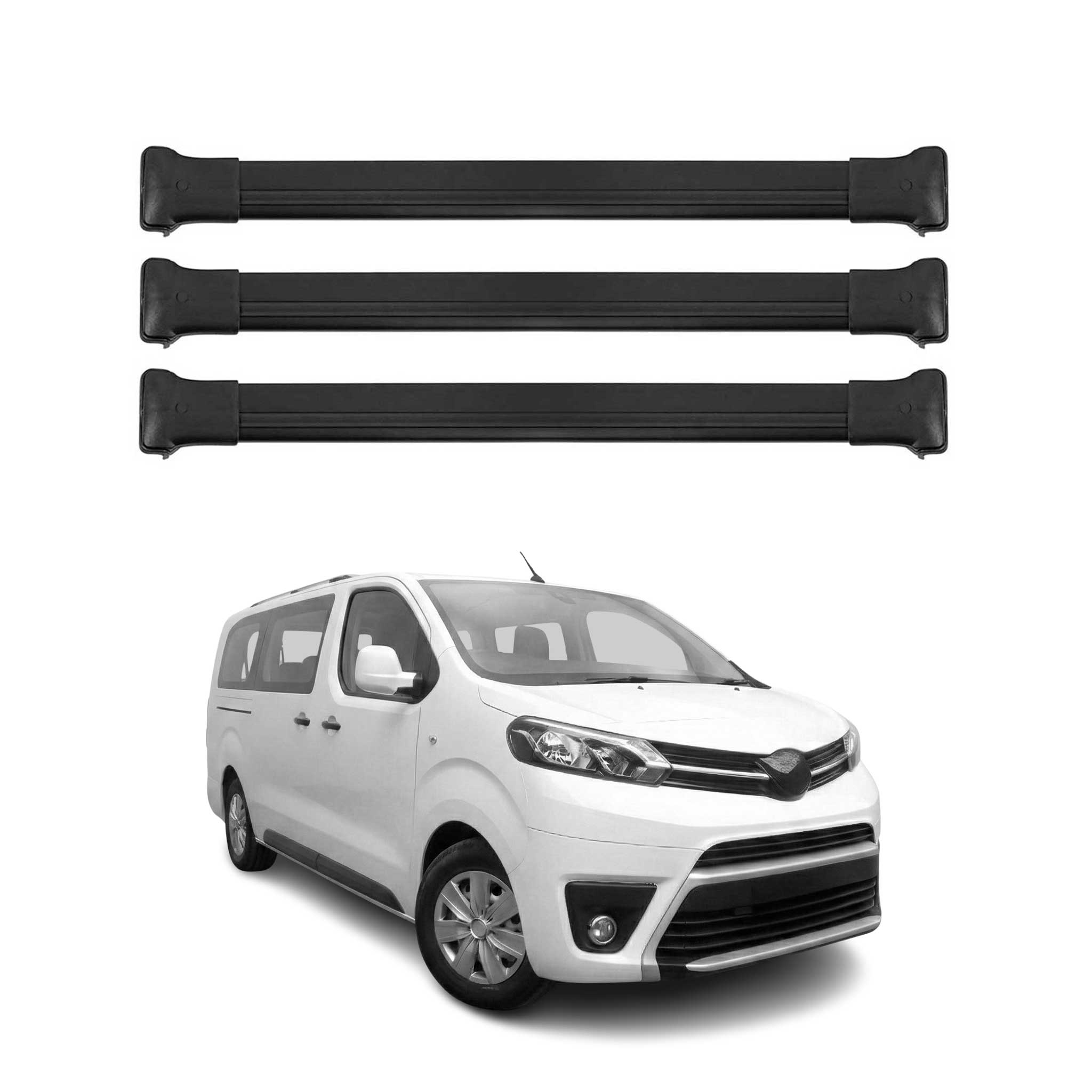 Dachträger Grundtäger für Toyota Proace 2016-2026 Aluminium Schwarz 3 tlg