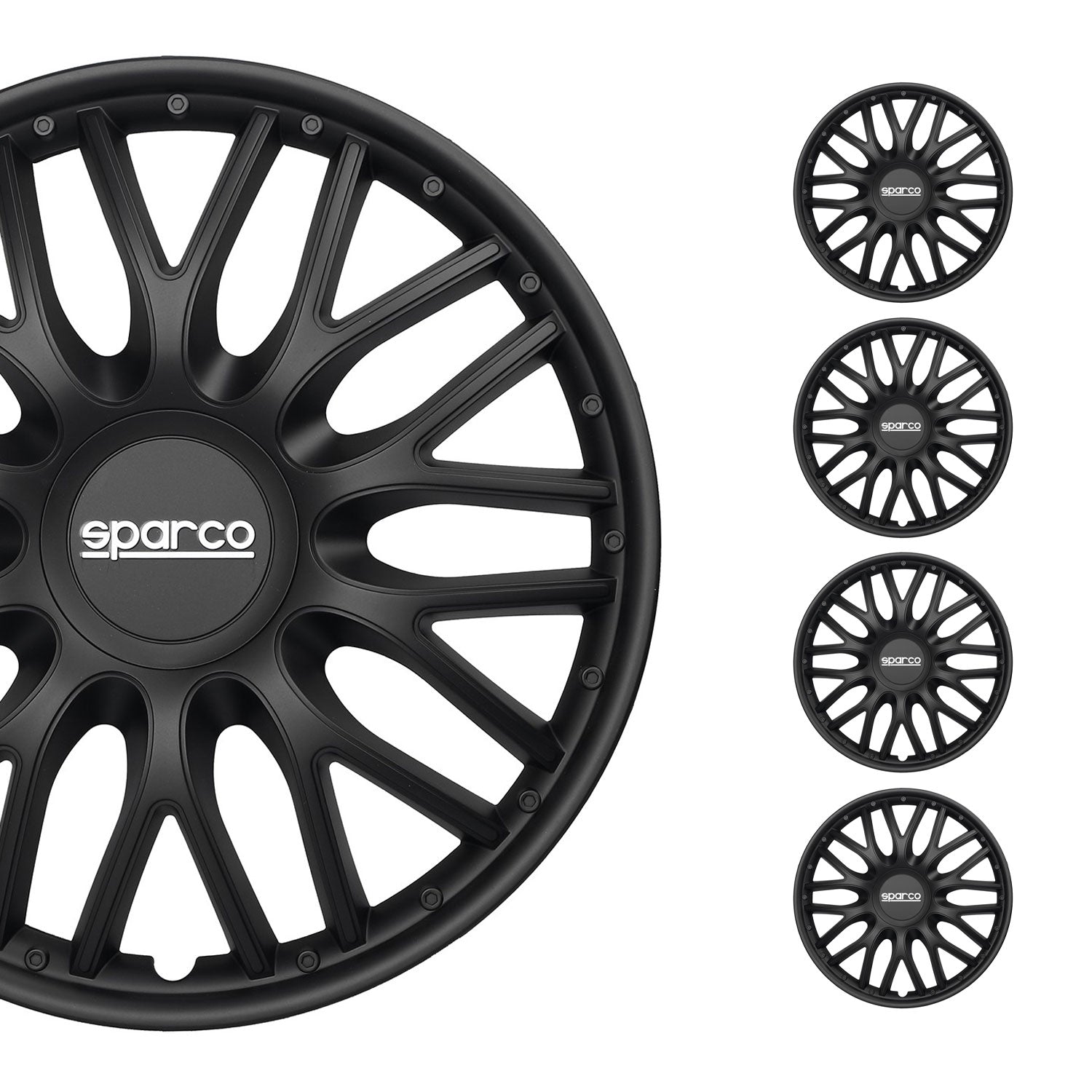 Radkappen Radzierblenden Sparco Roma 15" Zoll Auto Abdeckung Set Schwarz 4x
