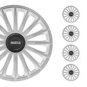 Radkappen Radzierblenden Sparco Treviso 16" Zoll Auto Abdeckung Set Silber 4x