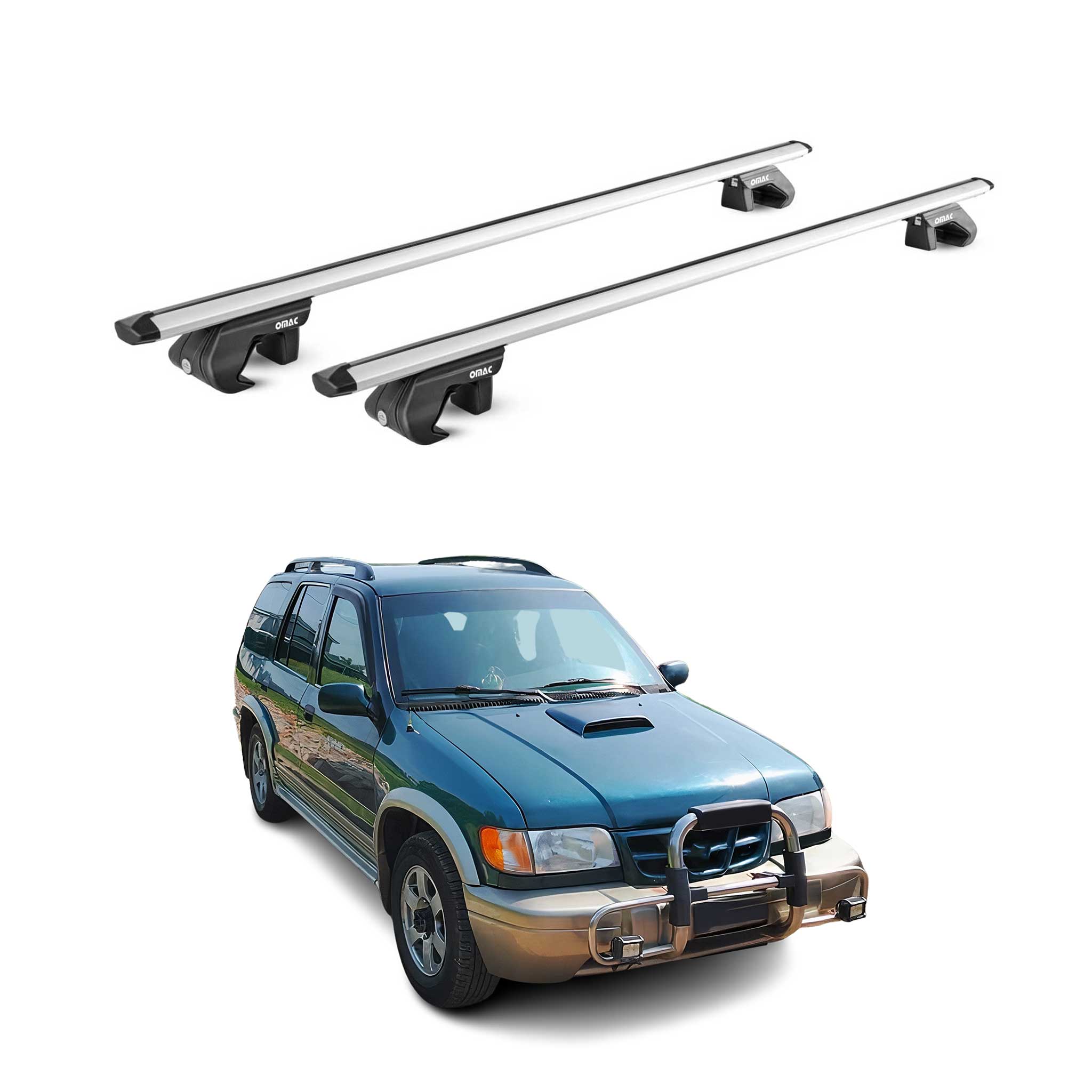 Dachträger Grundtäger für Kia Sportage JA 1993-2004 90kg Alu Silber 2 tlg ABE