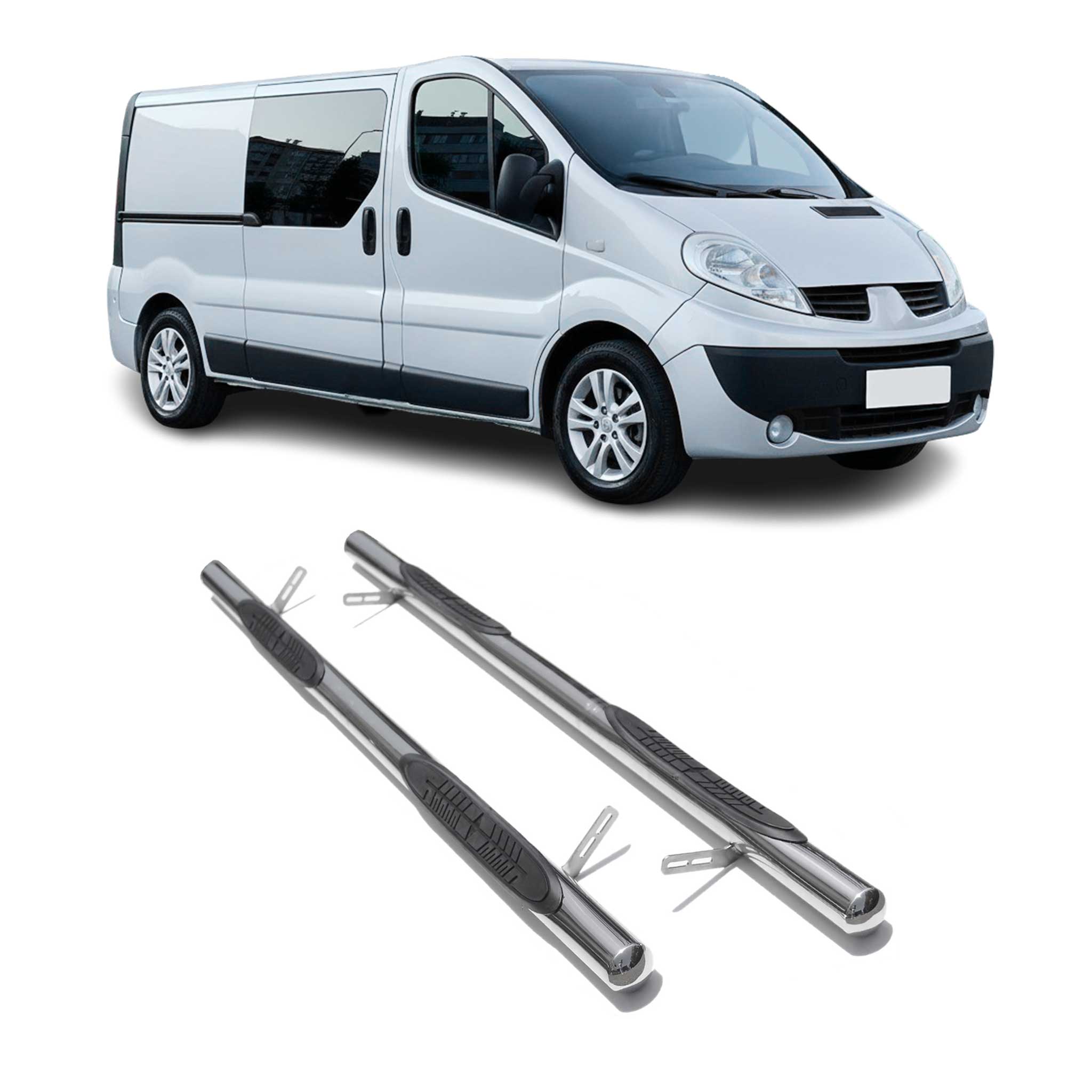 Edelstahl Trittbretter Schwellerrohre für Opel Vivaro 2001-2014 L2 Langer Silber