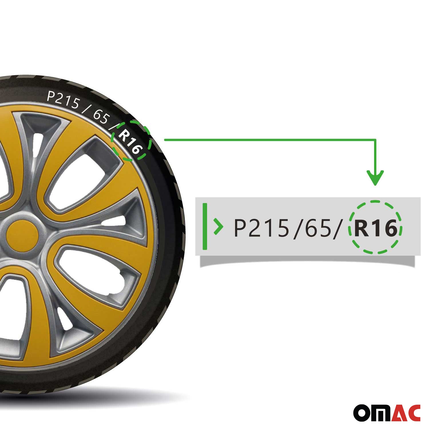 4 Stück Radblenden Radkappen Radzierblenden 16" Zoll Stahlfelgen Grau-Gelb