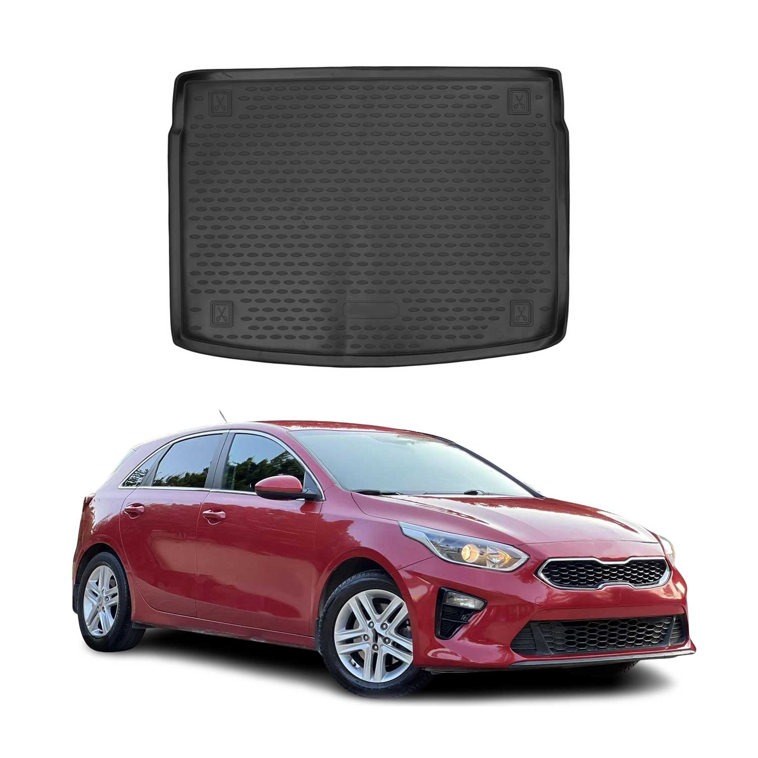 Kofferraummatte Kofferraumwanne für Kia Ceed 2018-2021 Gummi TPE Schwarz