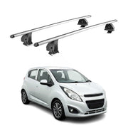 Alu Dachträger für Chevrolet Spark Schrägheck 2009-2015 TÜV T-Nut 2tlg Silber