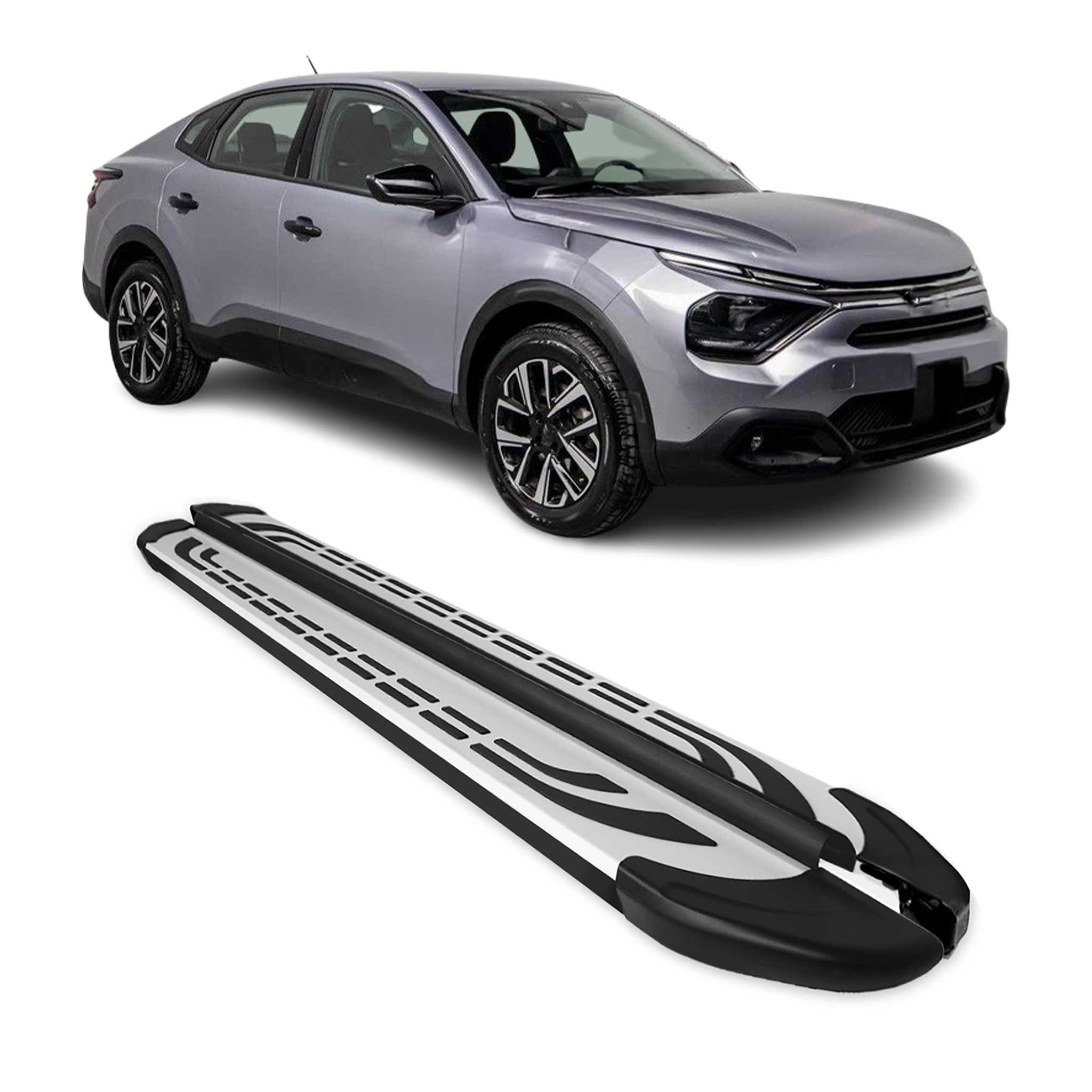 Trittbretter Seitenschweller für Citroen C4 X 2022-2026 Silber Schwarz 2 tlg