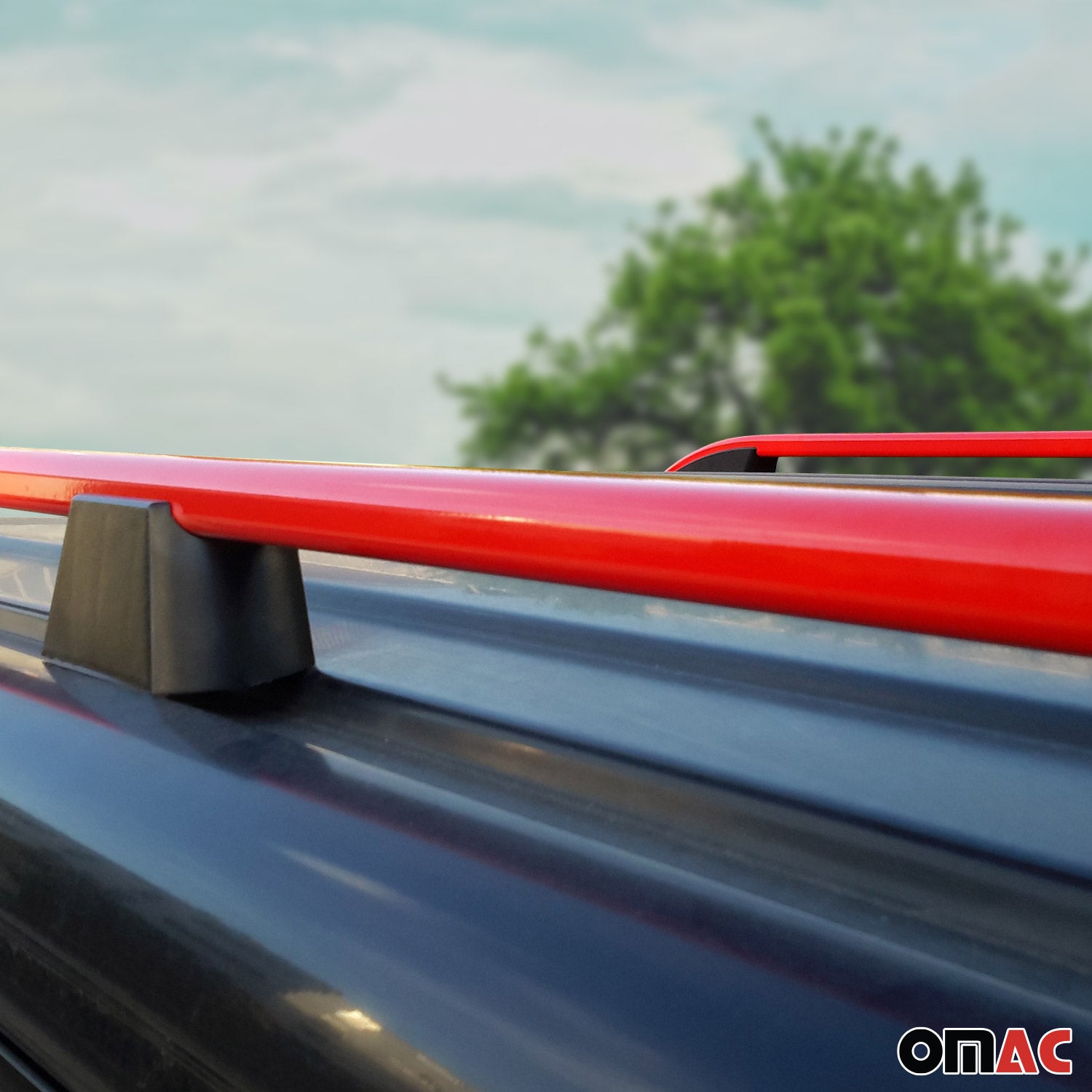 Dachreling Dachgepäckträger für VW Caddy Maxi 2003-2020 Aluminium Rot Schwarz 2x