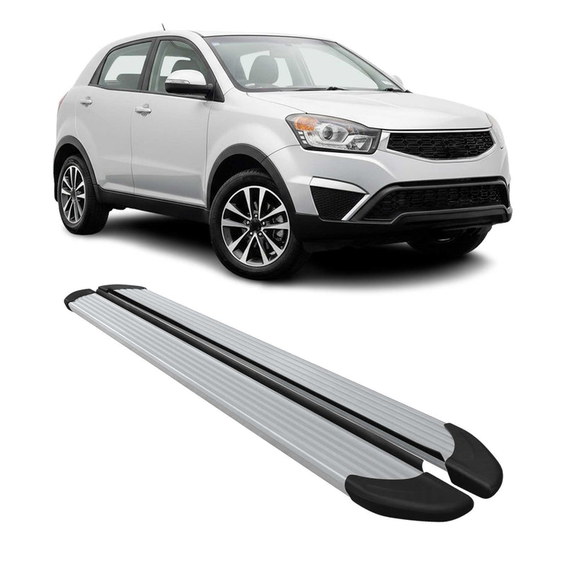 Seitenschweller Trittbretter Schweller für Ssangyong Korando 2011-2019 Alu Grau
