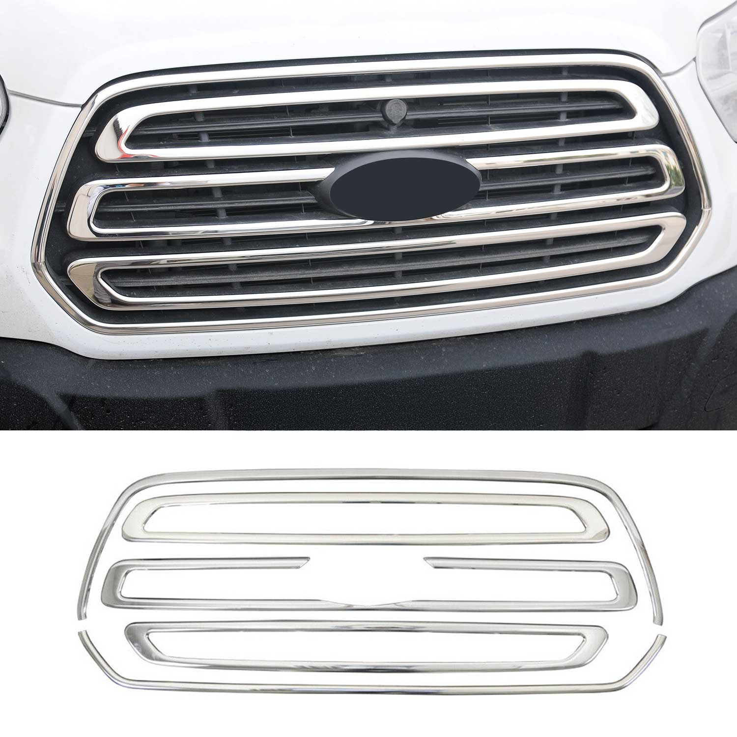 Kühlergrill Leisten Grillleisten für Ford Transit 2014-2024 Edelstahl Chrom 5x
