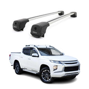 Dachträger Grundträger für Mitsubishi L200 V 2015-2023 Aluminium 75kg Grau 2tlg