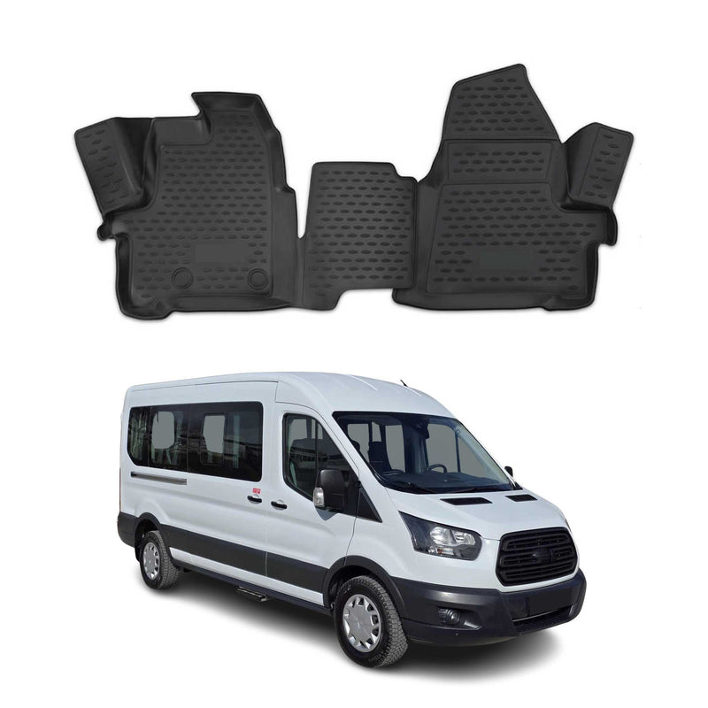 OMAC Gummimatten Fußmatten für Ford Transit 2014-2025 TPE Automatten Schwarz 2x