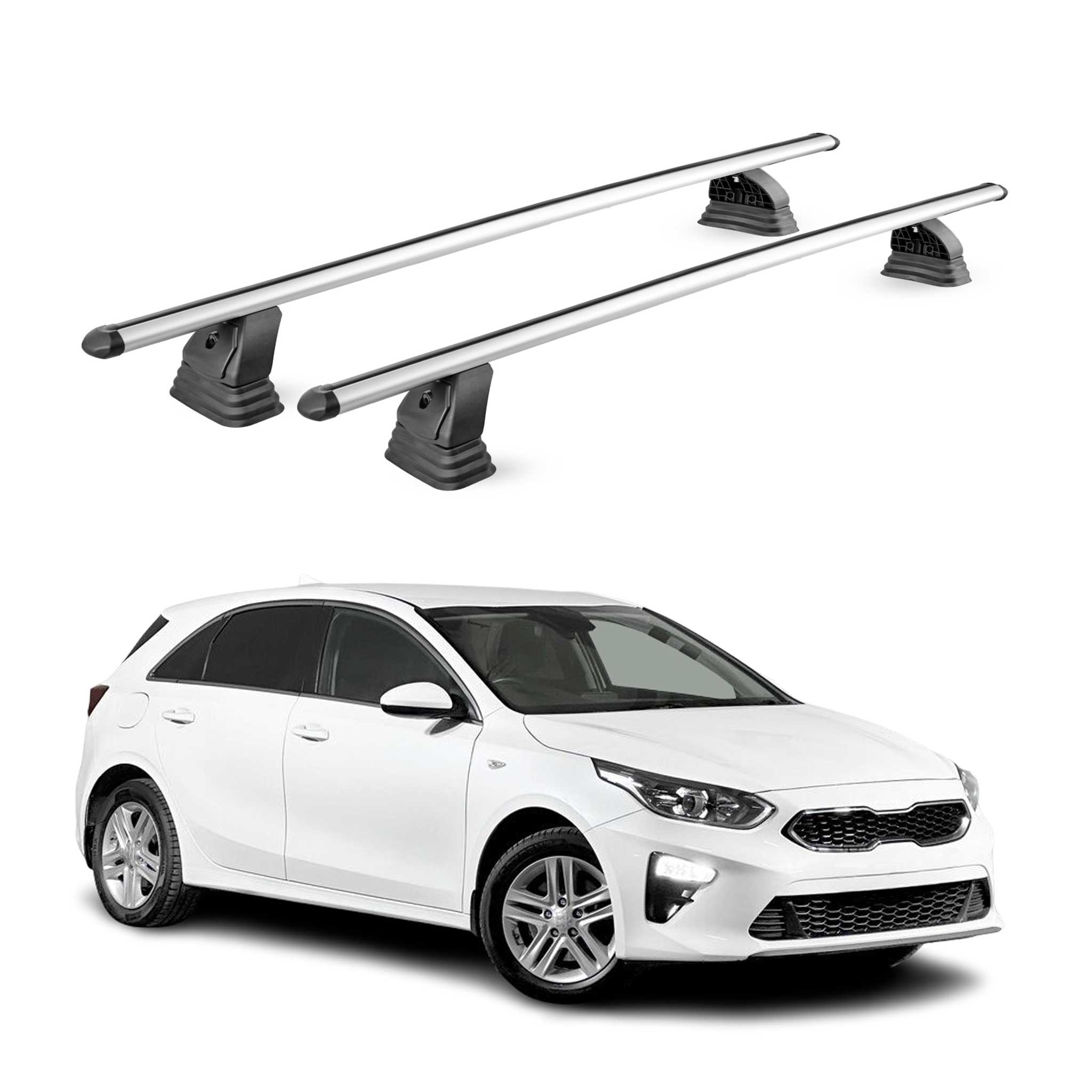 Alu Dachträger für Kia Cee'd III 2018-2026 TÜV T-Nut Abschließbar 2tlg Silber