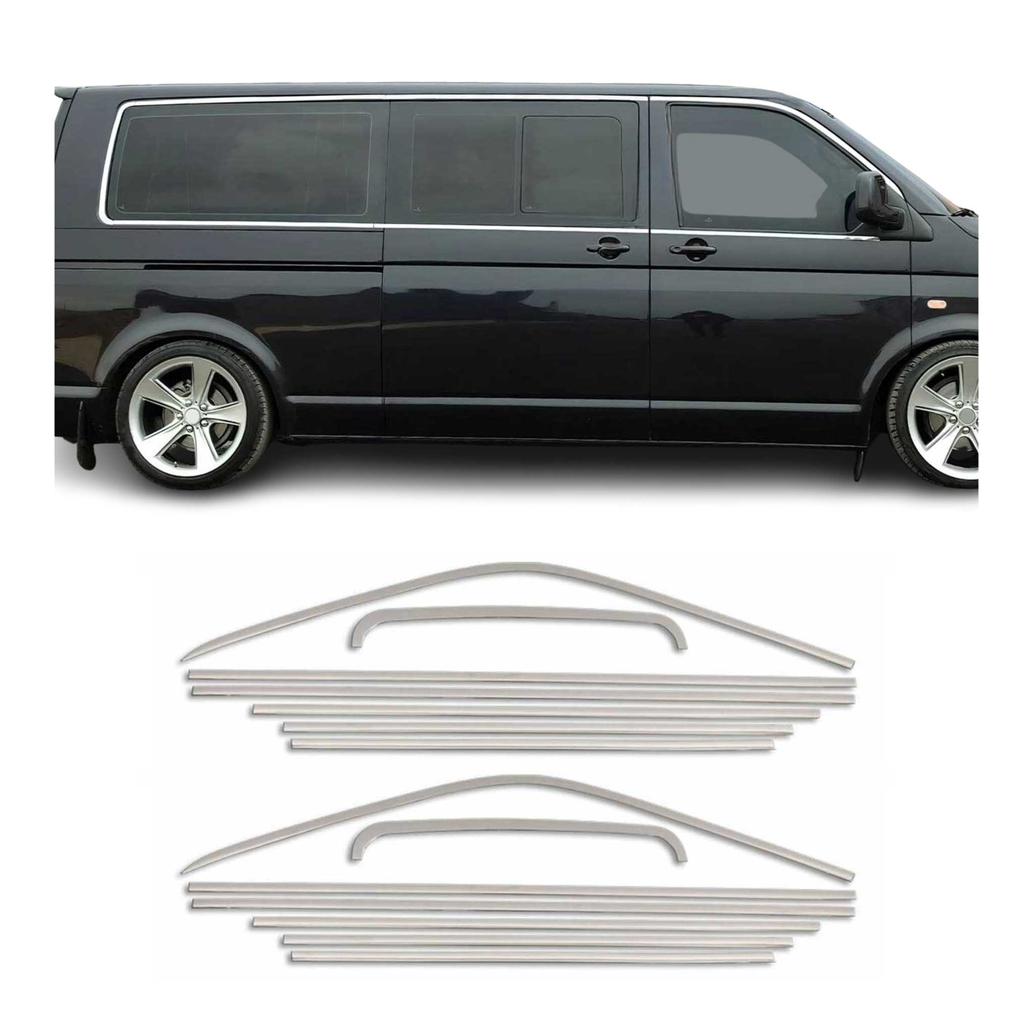Fensterleisten Zierleisten für VW T6 T6.1 2015-2024 L1 Doppelscheibetür Chrom