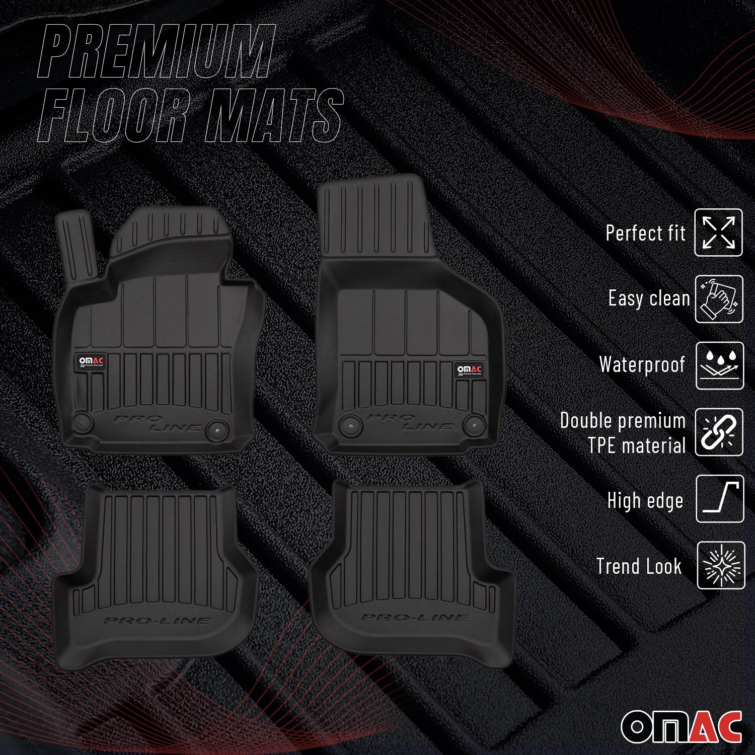 OMAC Gummi Fußmatten für Skoda Octavia 2004-2013 Premium TPE Automatten 4tlg