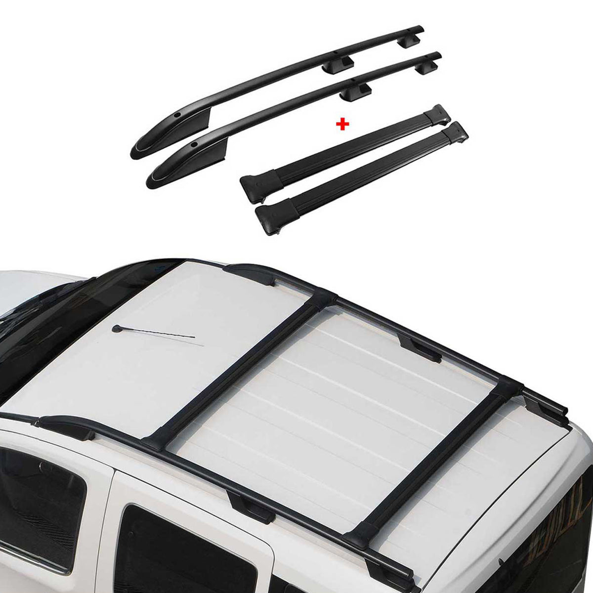 Dachreling + Dachträger für Ford Transit / E-Transit 2015-2026 L3 Alu Schwarz