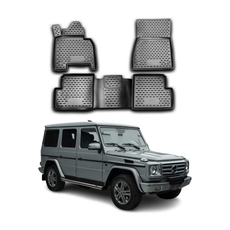 OMAC Gummimatten Fußmatten für Mercedes G Klasse W463 1990-2018 TPE Schwarz 4x