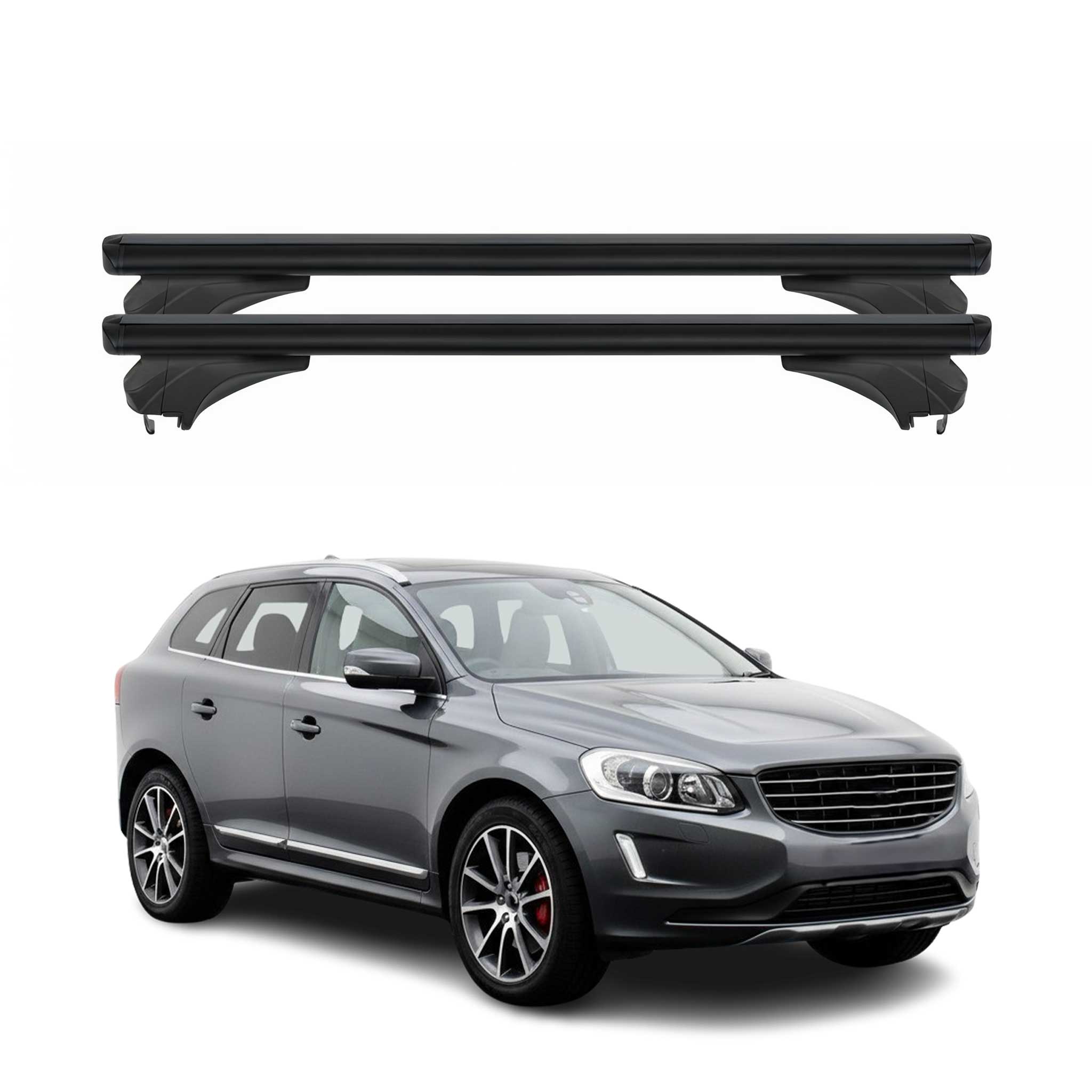 Menabo Dachträger Grundtäger für Volvo XC60 I 2014-2017 FL Aluminium Schwarz 2x
