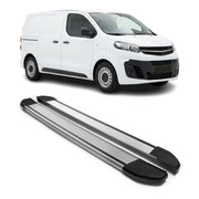 Alu Seitenschweller Trittbretter für Opel Vivaro C 2019-2026 Kurzer Silber 2tlg