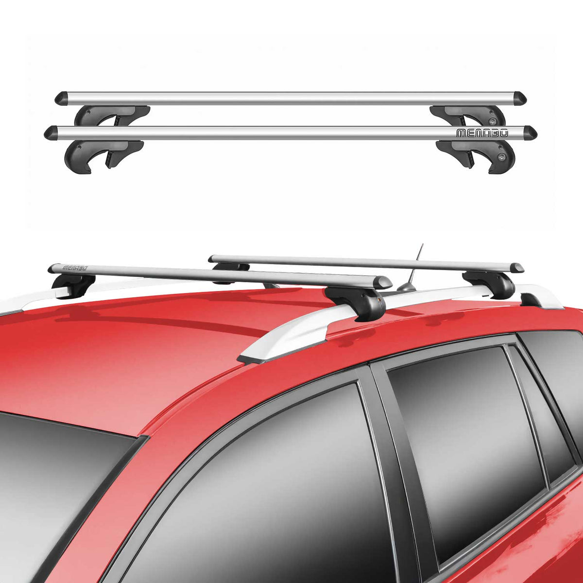 Menabo Dachträger Grundtäger für Hyundai Santa Fe 2006-2012 90kg Alu Silber 2x