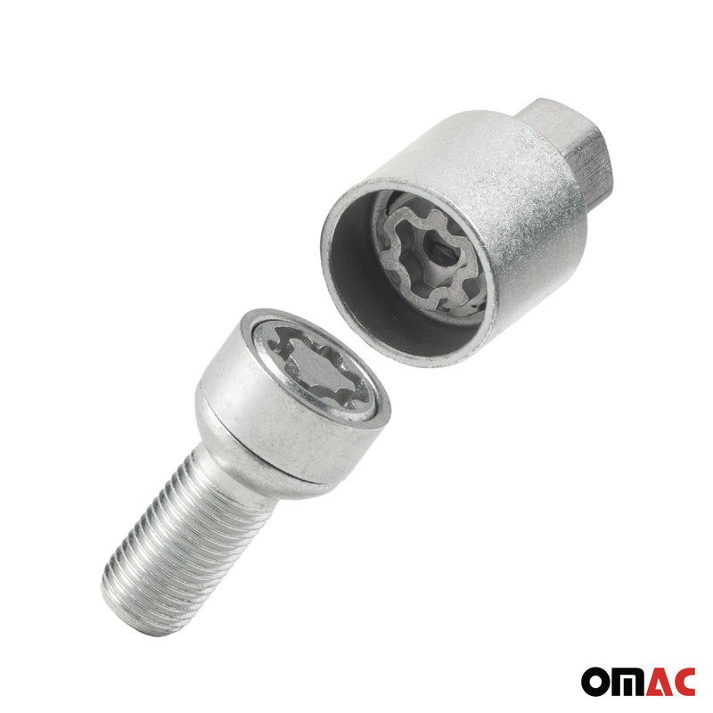 Radschloss Radschrauben Satz für Mercedes CLK 1997-2010 Silber 4x M12X1.5