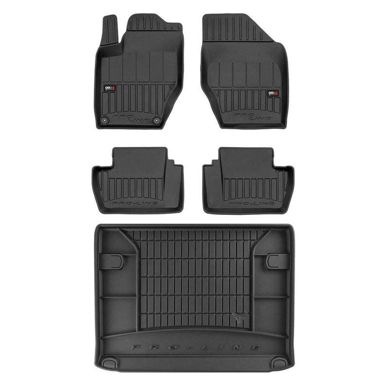 OMAC Fußmatten & Kofferraumwanne Set für Citroen DS4 2011-2015 Gummi Schwarz 5x