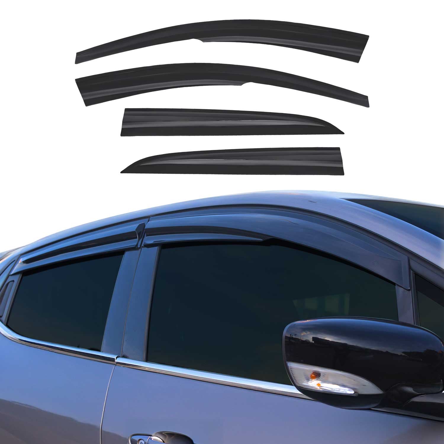 4x Windabweiser Regenabweiser für Renault Symbol / Thalia 2013-2021 Acryl Dunkel